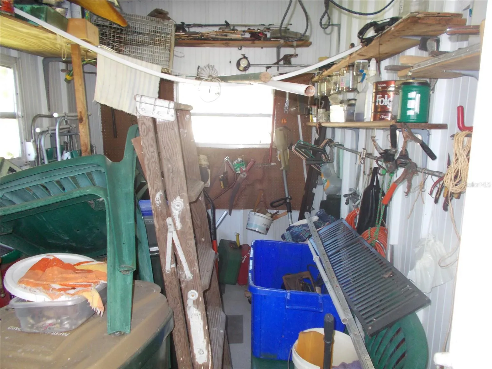 Inside shed