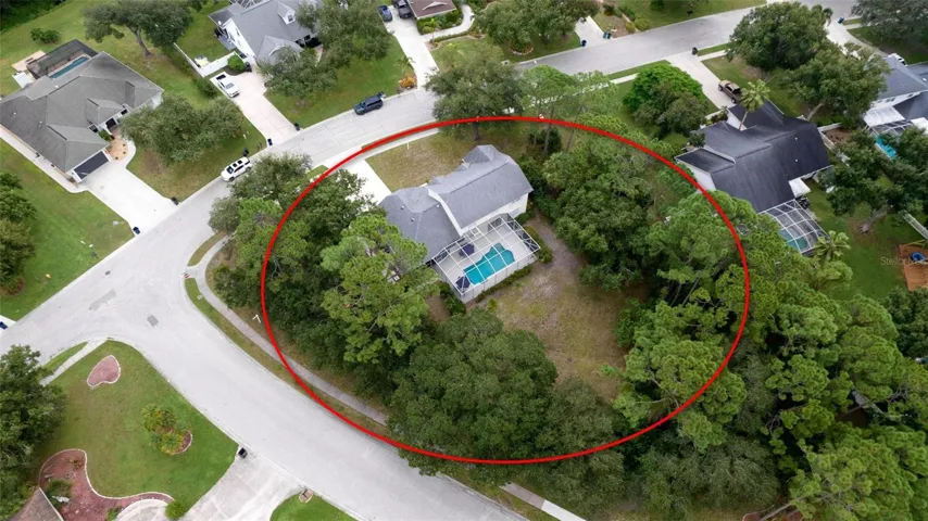 Great aerial view of this large corner lot