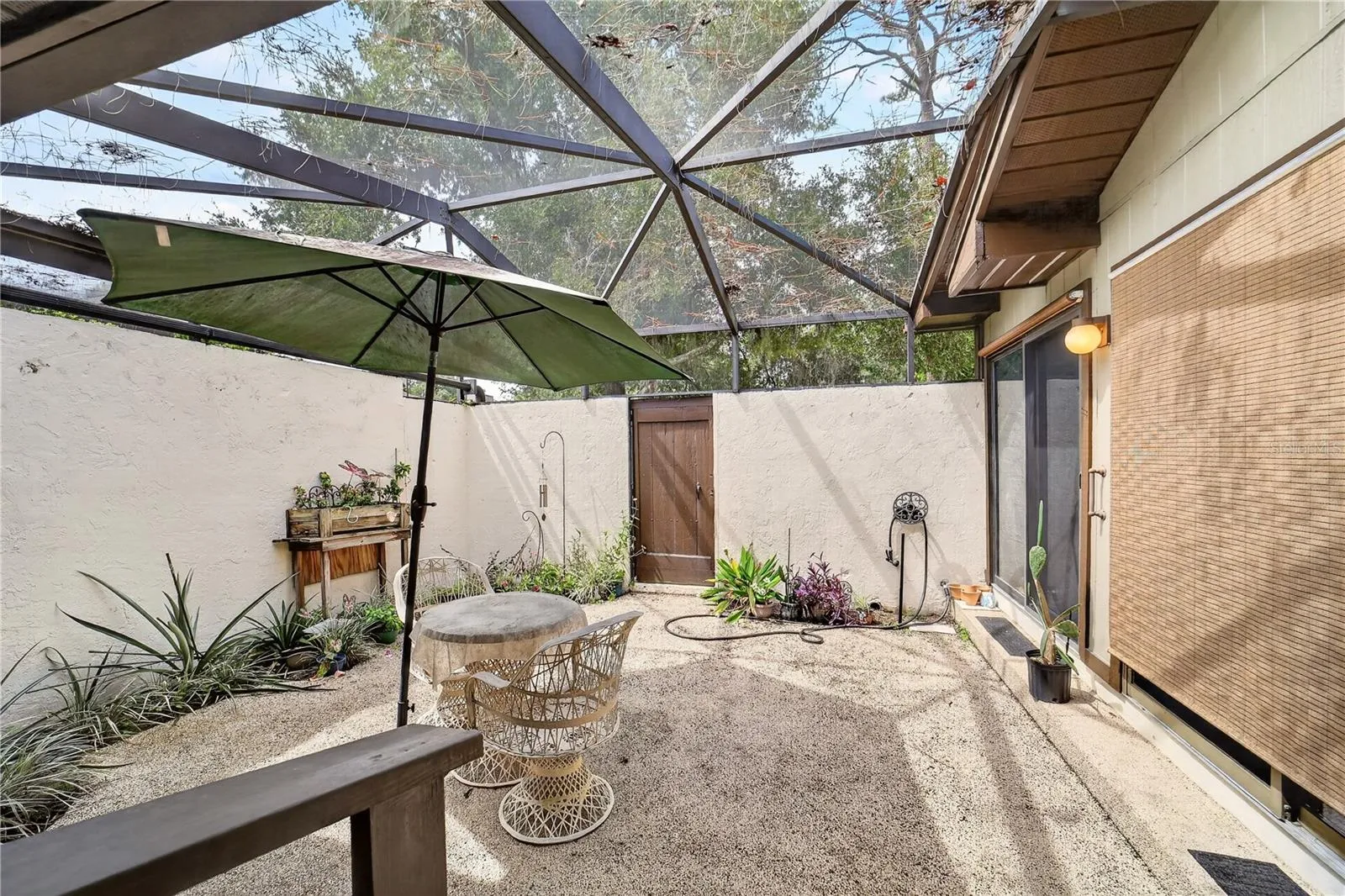 Back patio has screening