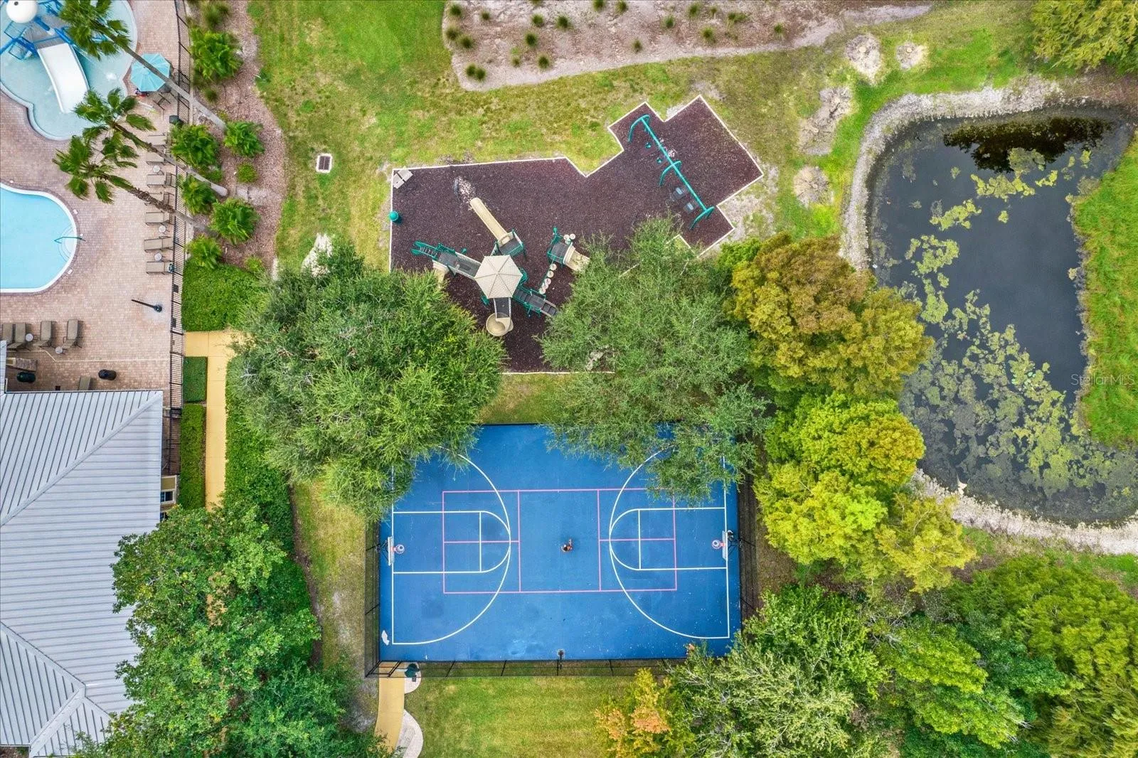 Waters Edge basketball court and playground