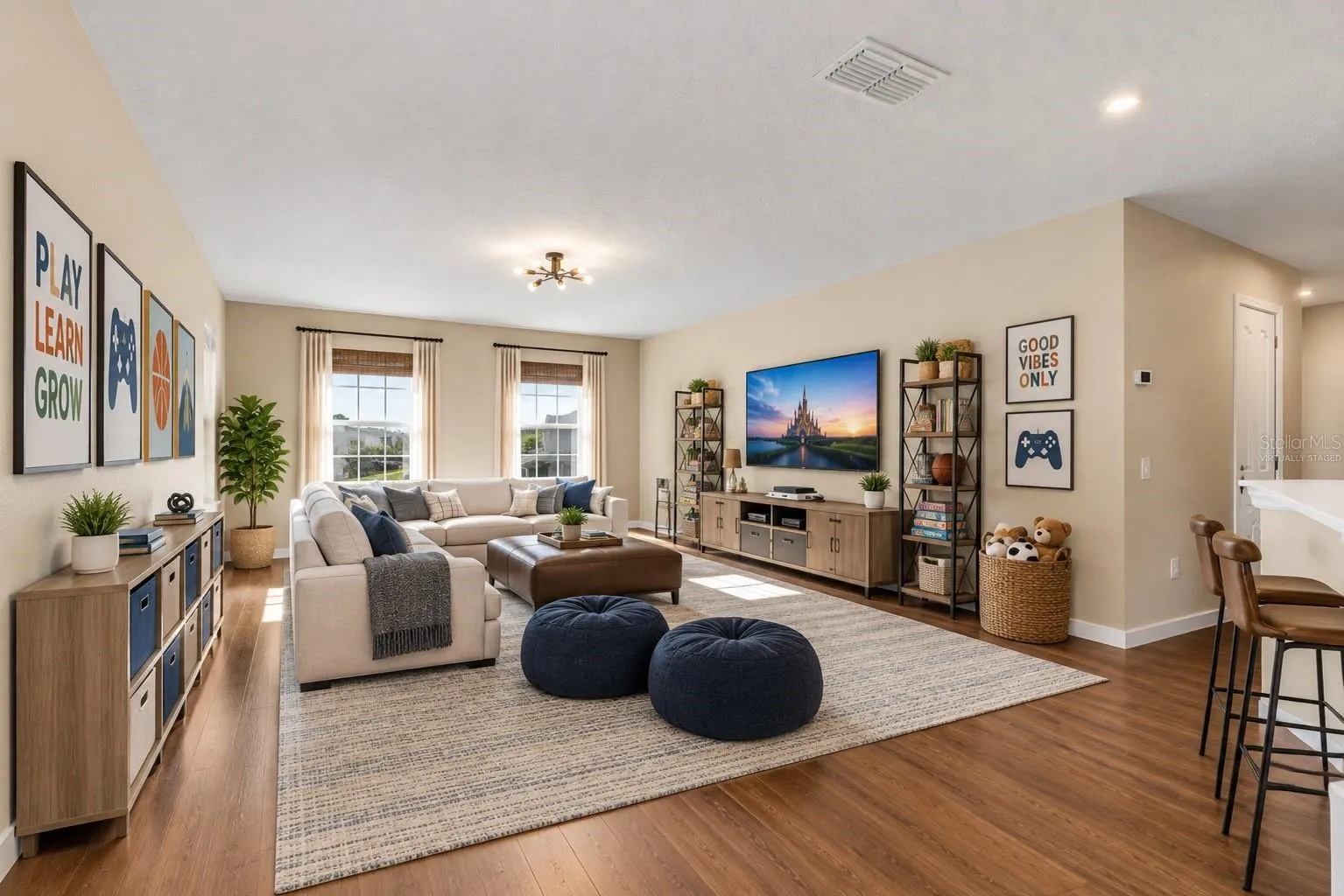 virtually staged loft/bonus room