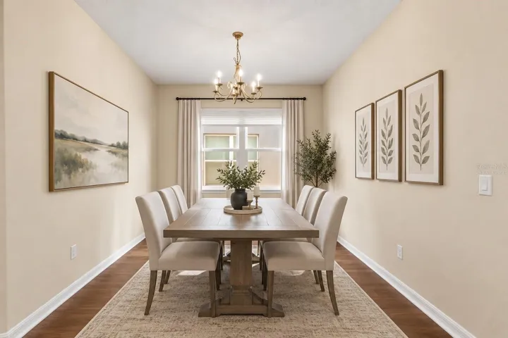 Virtually staged formal dining room