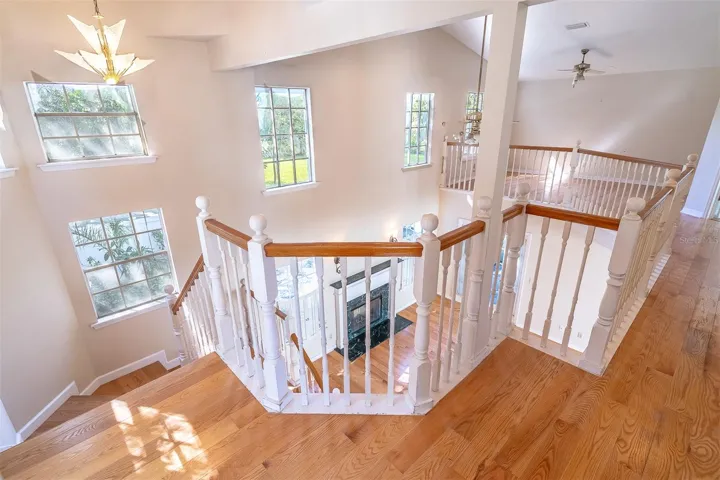 Top of the stairs looking down at living room