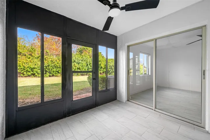 Shared lanai with green space view