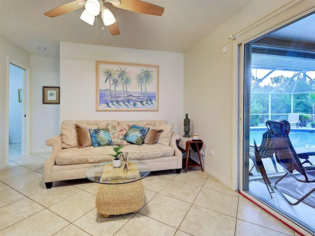 There is a casual family room that opens directly to the lanai and pool area.