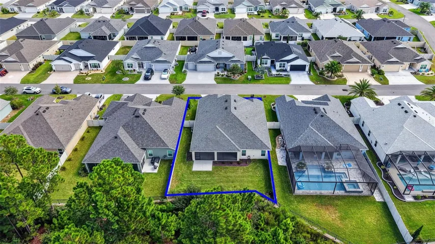 Aerial Rear Elevation with with Property Lines, Fully Fenced Yard, and ROOM FOR a POOL!