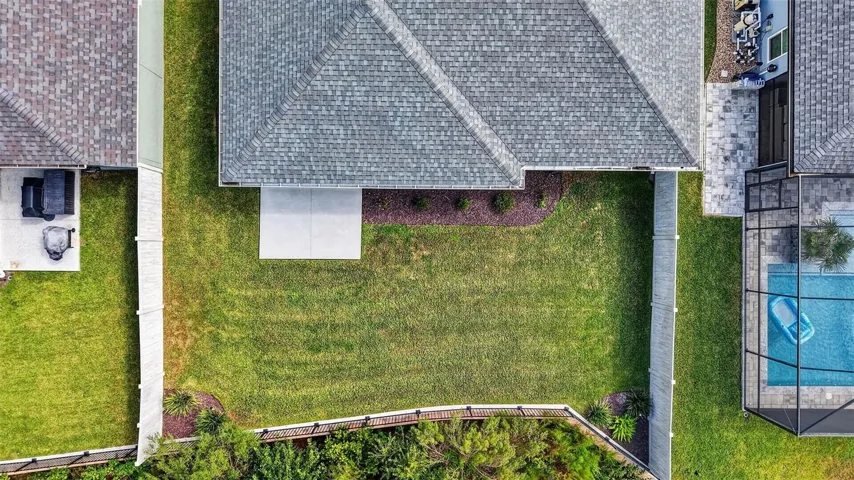Aerial Rear Elevation with with Fully Fenced Yard and ROOM FOR a POOL!