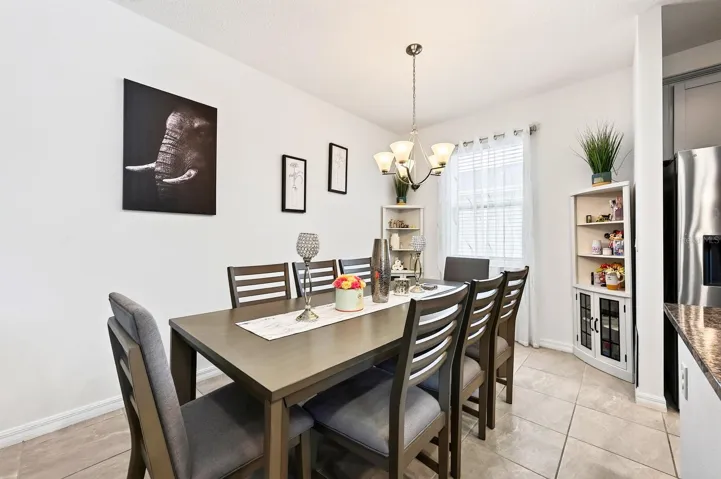 The inviting Dining Room is ideal for everyday dining or holiday gatherings.