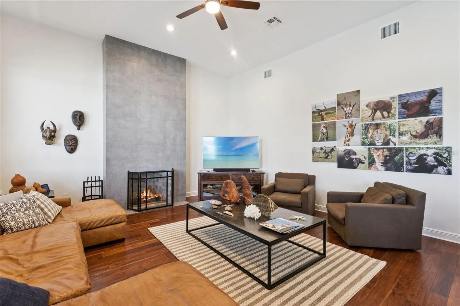 Family room with warming fireplace - view 2.