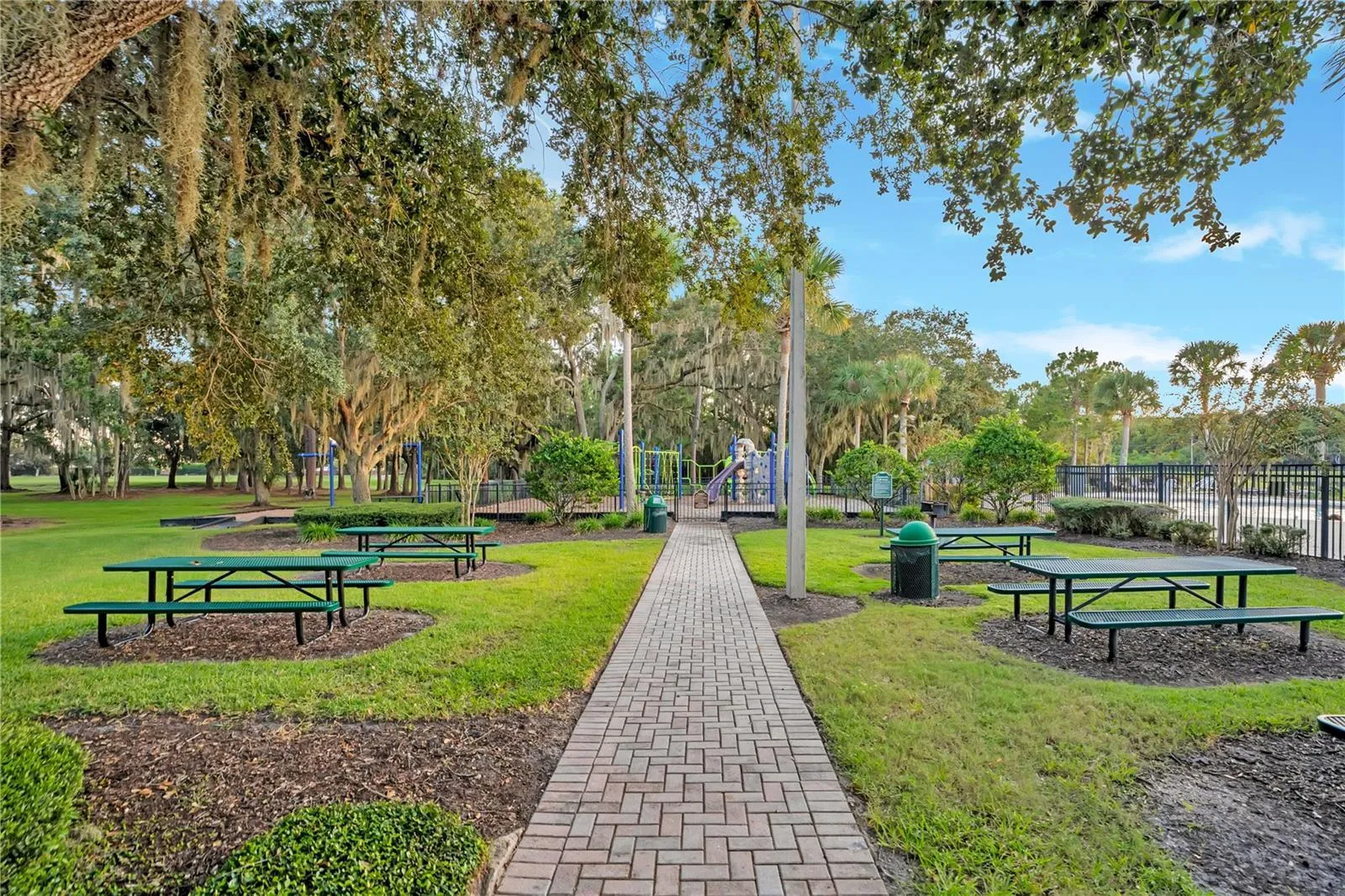 Shaded picnic area.