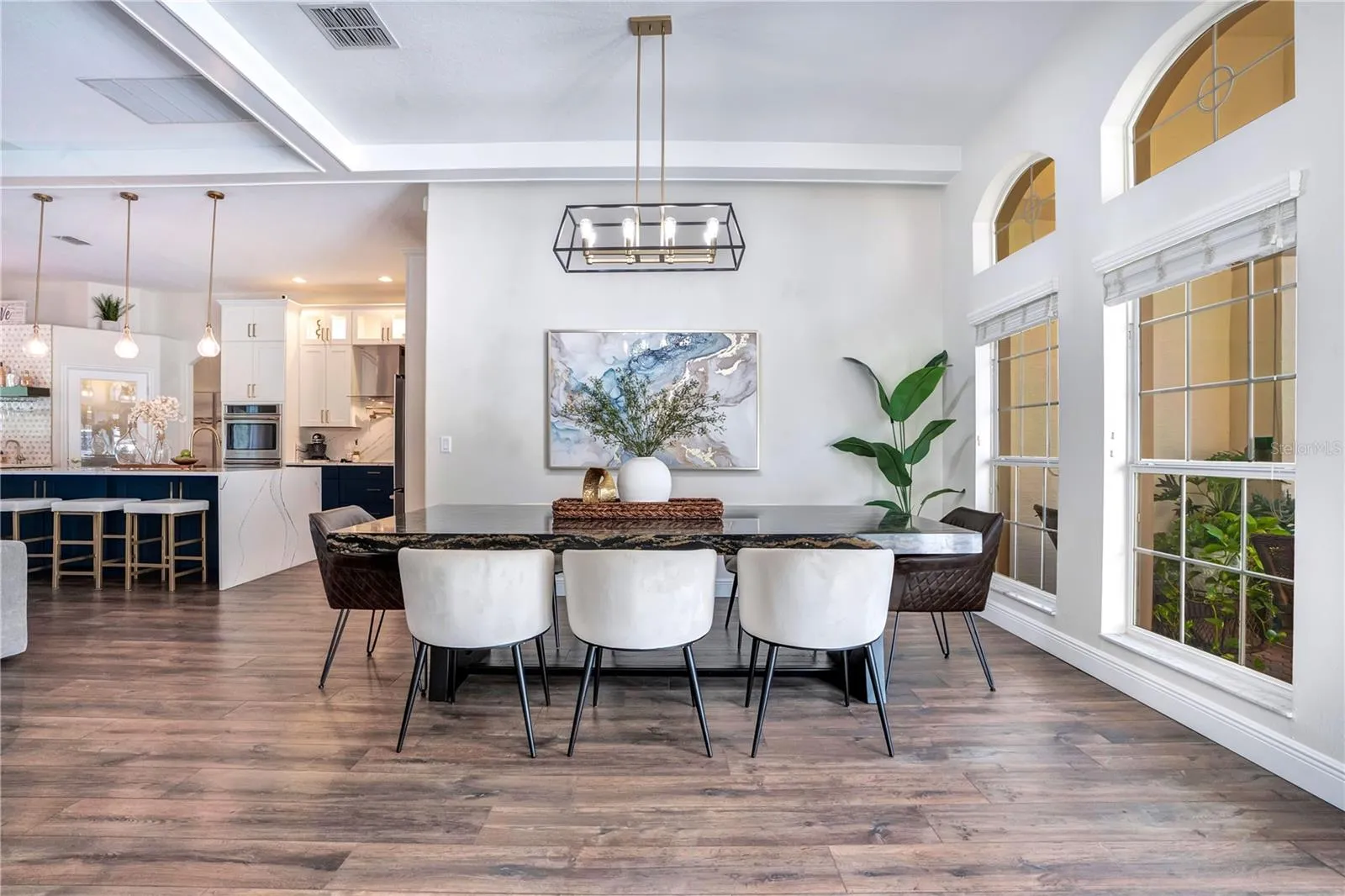 Dining room opens to the kitchen.