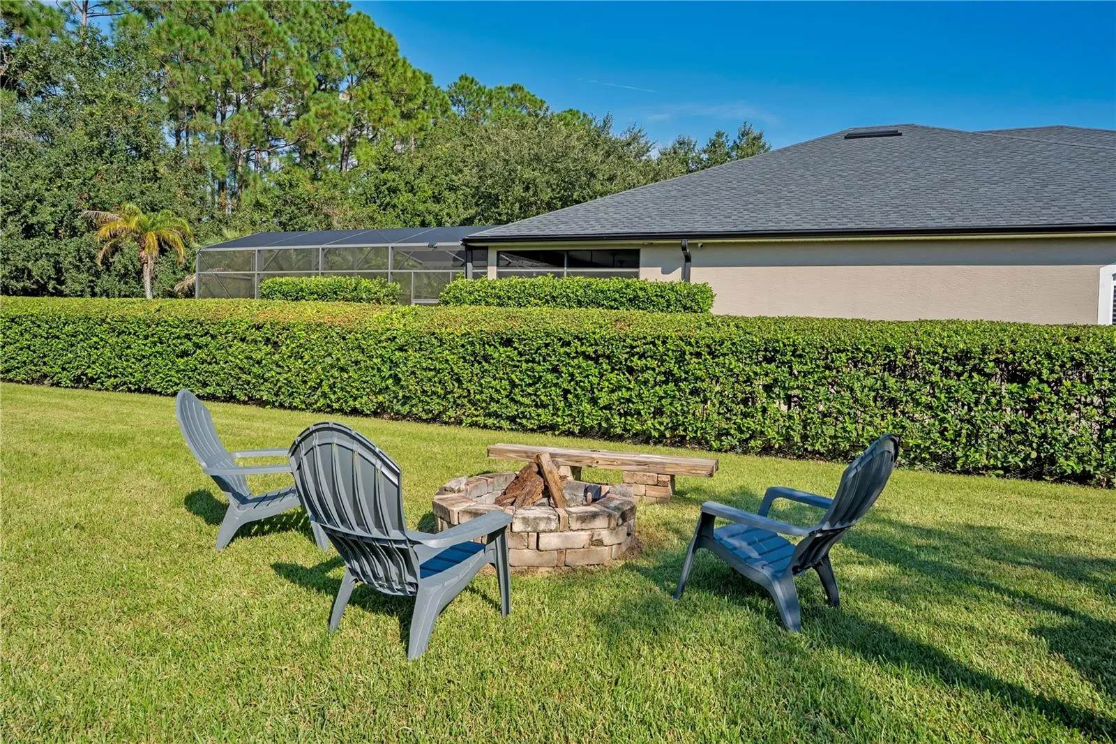 Fire pit with seating area.