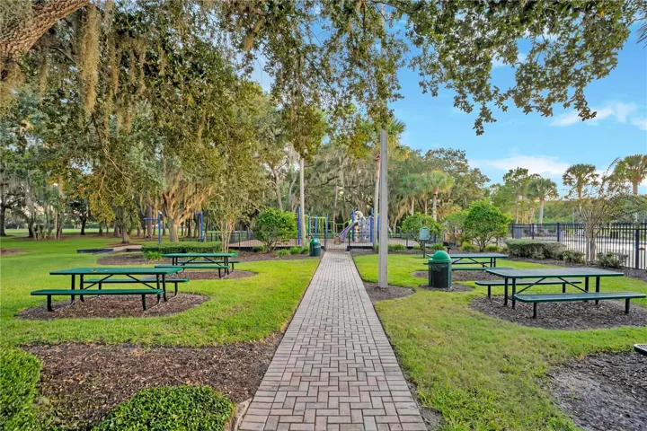 Shaded picnic area.
