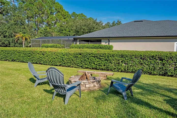 Fire pit with seating area.
