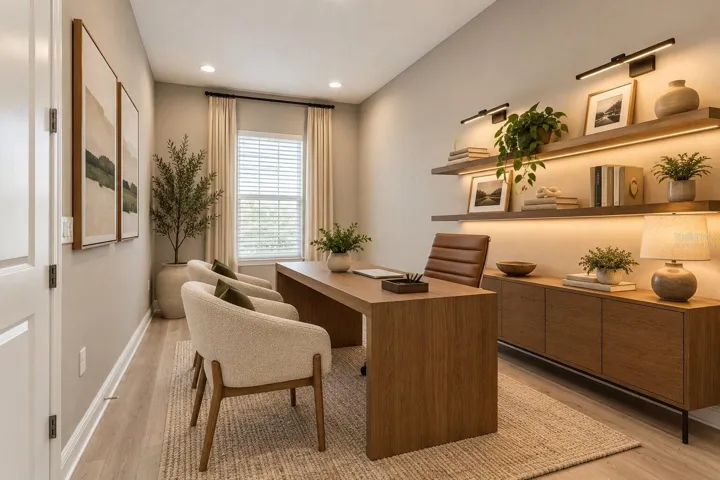 Virtually Staged! Flexible bedroom or home office with stylish possibilities.