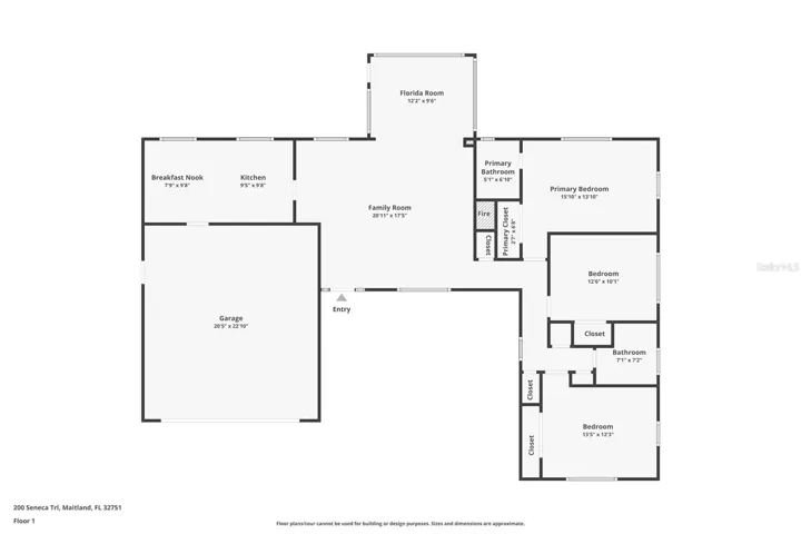 Floor Plan - Approximately 1605 SF of Living Space
