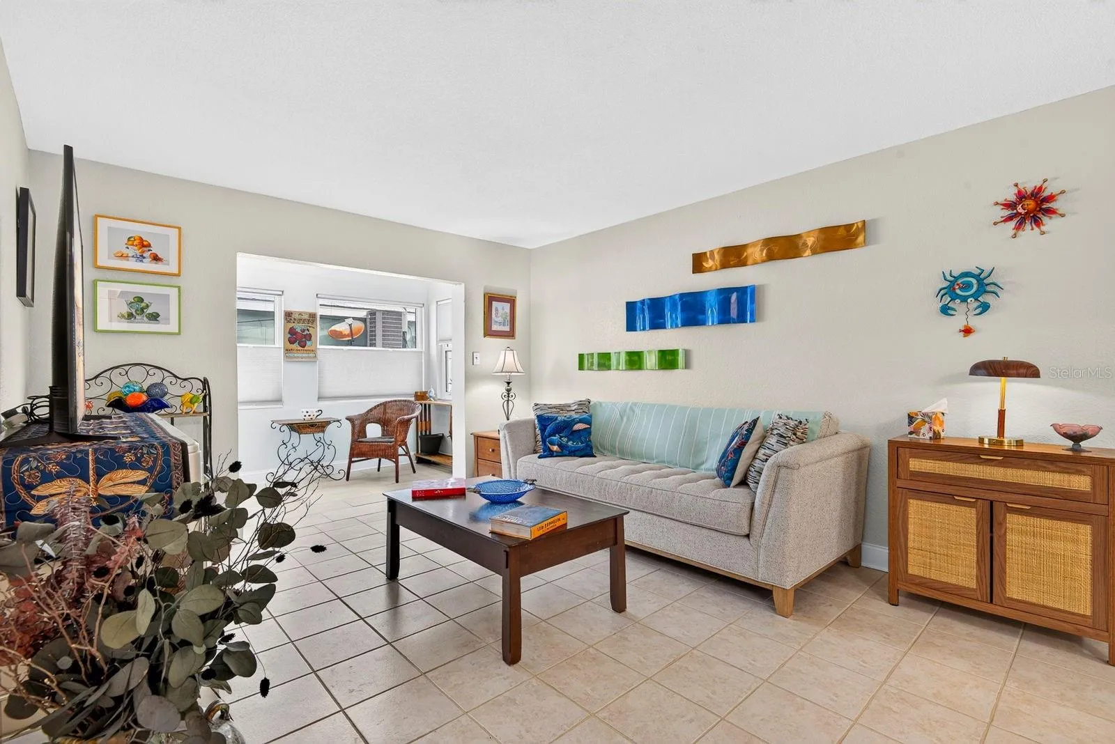 Living room facing back of home