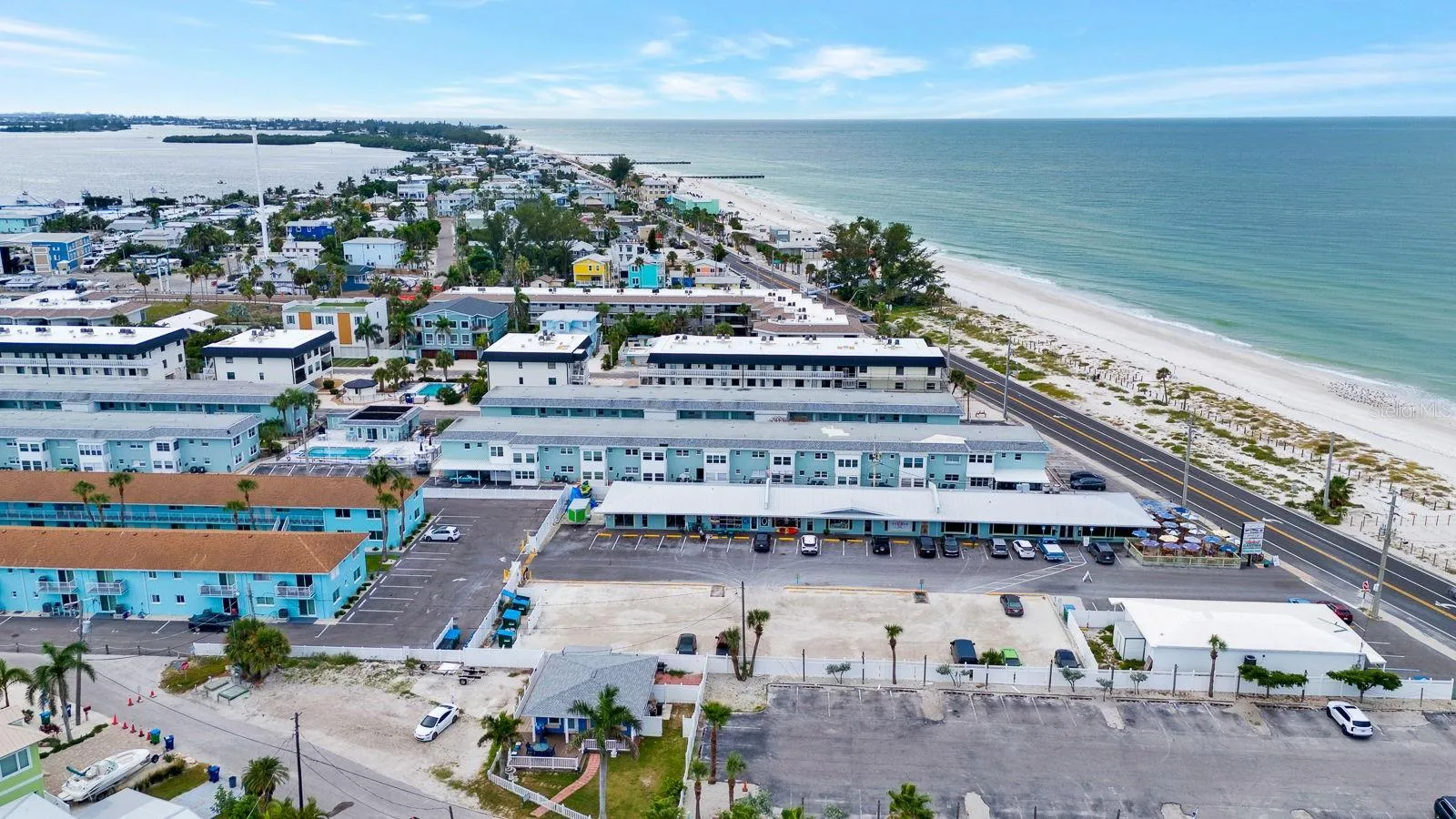 View facing south with gulf on the right side bay the to left