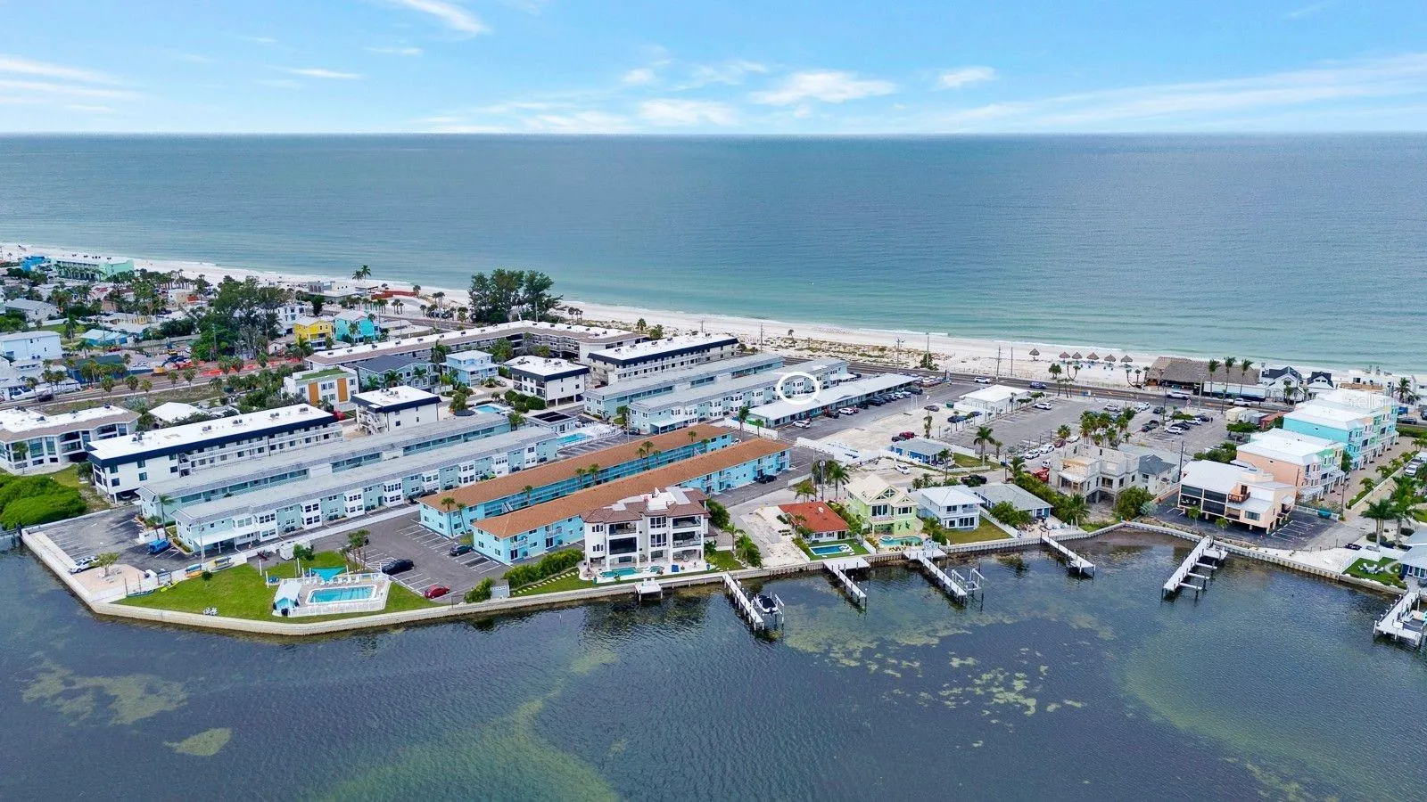 Gulf to bay showing building with the circle