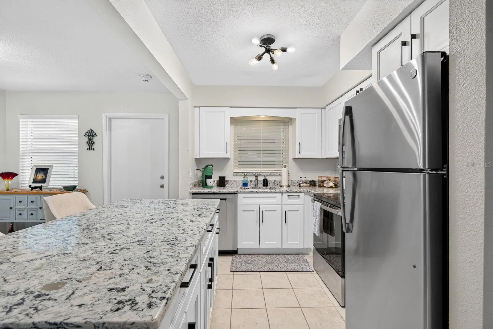 Kitchen open to living area