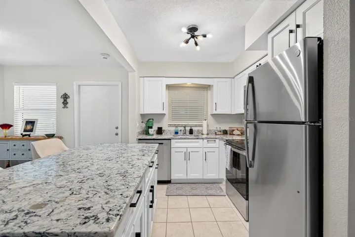 Kitchen open to living area