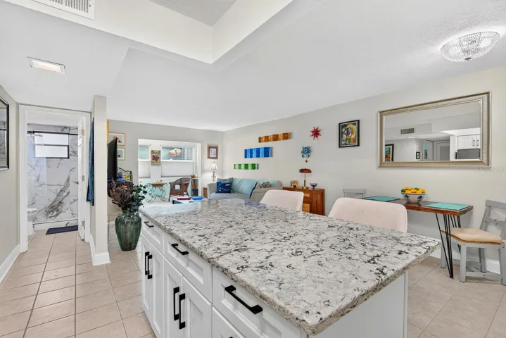 Kitchen area facing into living room