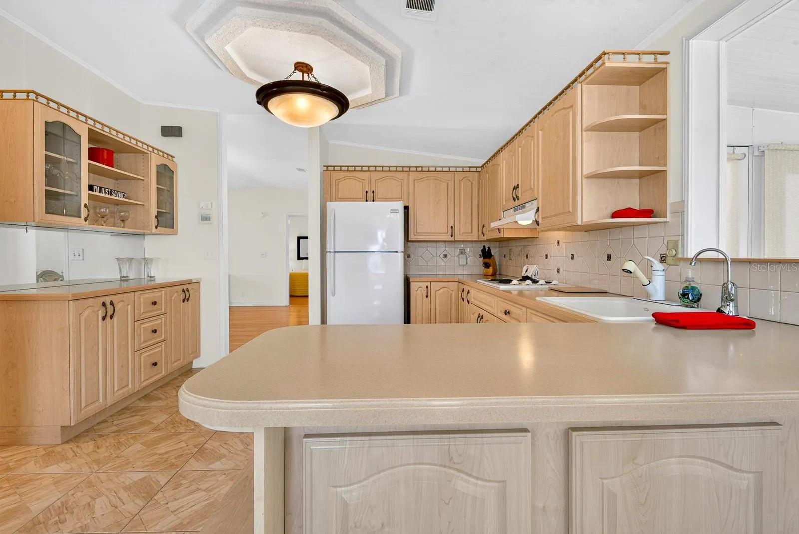 Large Kitchen area with lots of cabinets and counter space