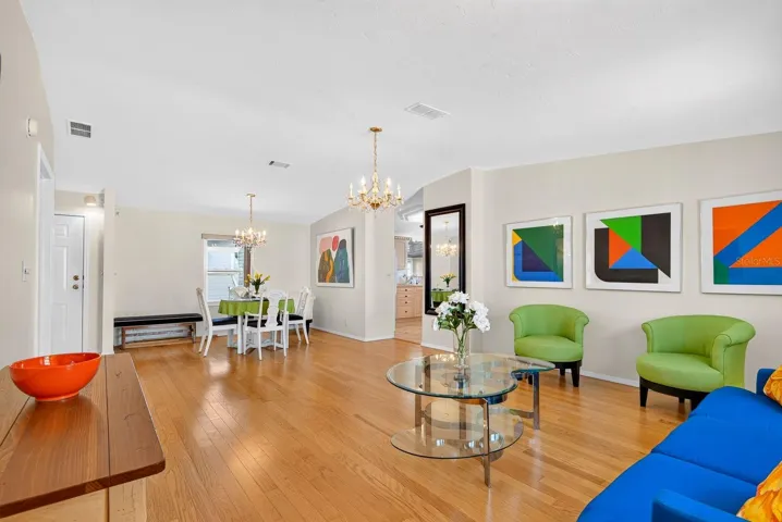 Living room and dining area
