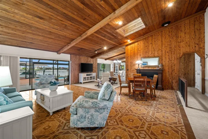 Wood ceilings and walls, plus a skylight