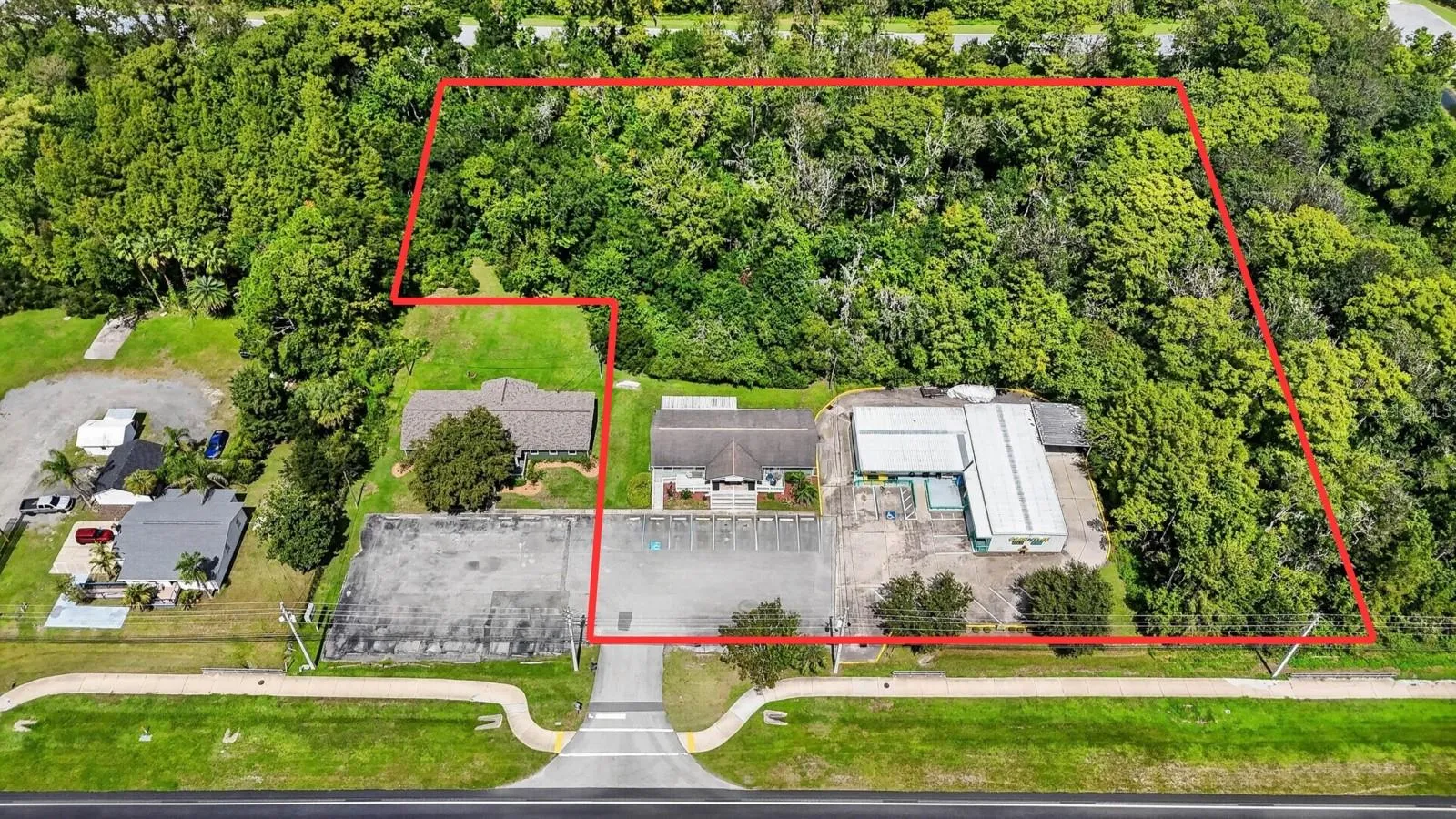 3300 East Moody Blvd is the building to the right. 3250 E Moody Blvd (Also listed for sale) is the building within the red border to the right. Land is shared