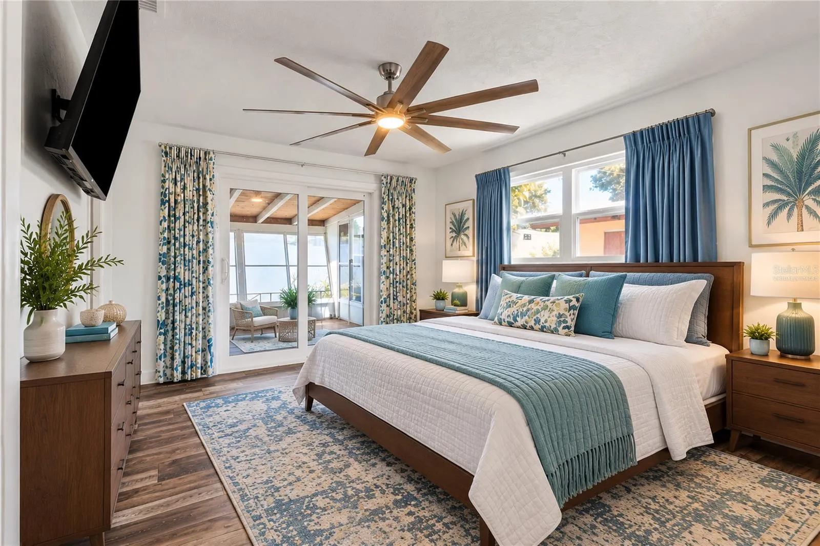 Virtually staged primary bedroom