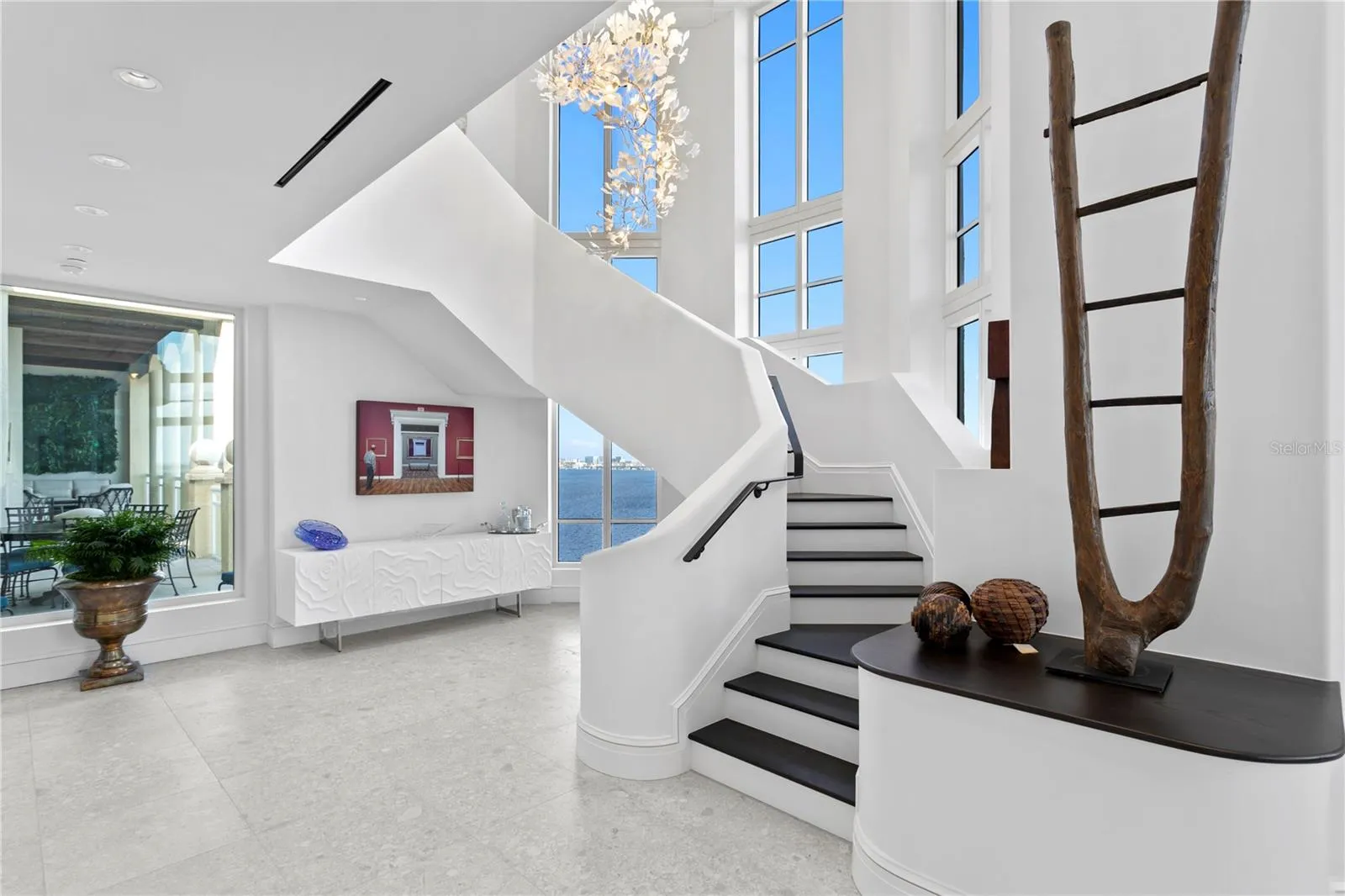 Grand staircase with fabulous chandlier