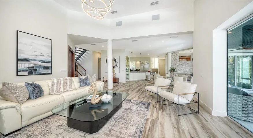The open floor plan unfolds