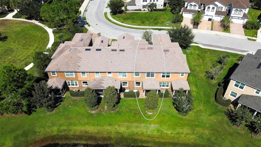 Rear aerial view of the building.