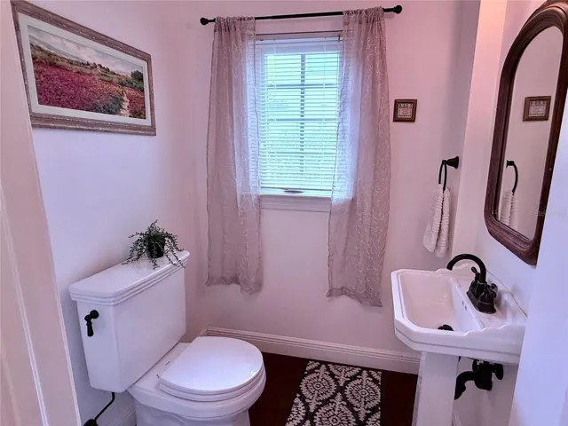 Guest half bathroom on the main level.