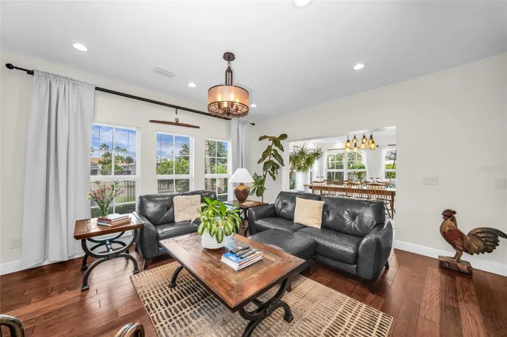 The view from the family room to the dining room