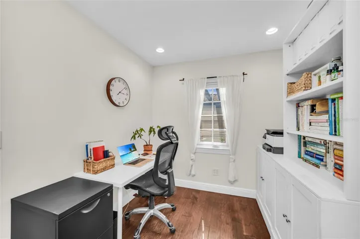 Cozy office/study area in the owner's suite that looks out to the garden deck.