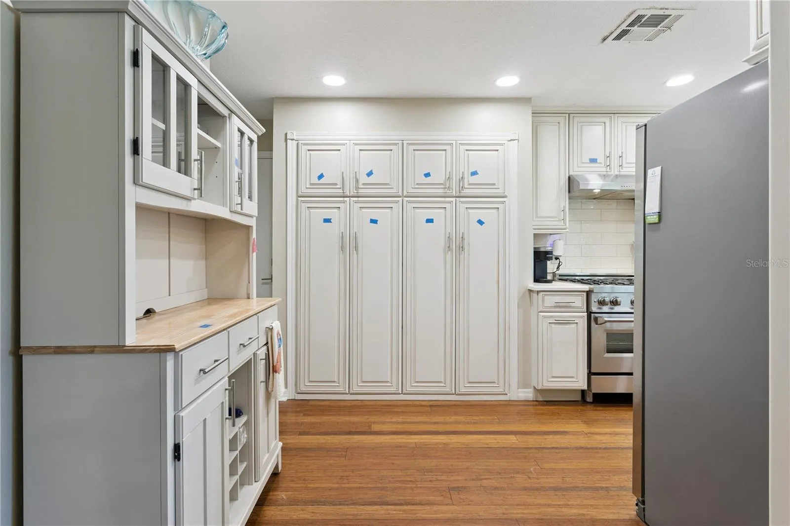 Built in pantry with roll out shelves