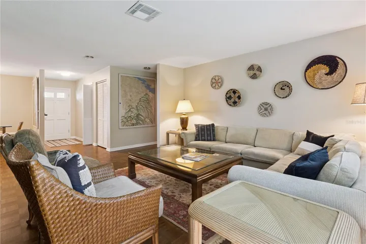 Formal living room with beautiful parquet floors.