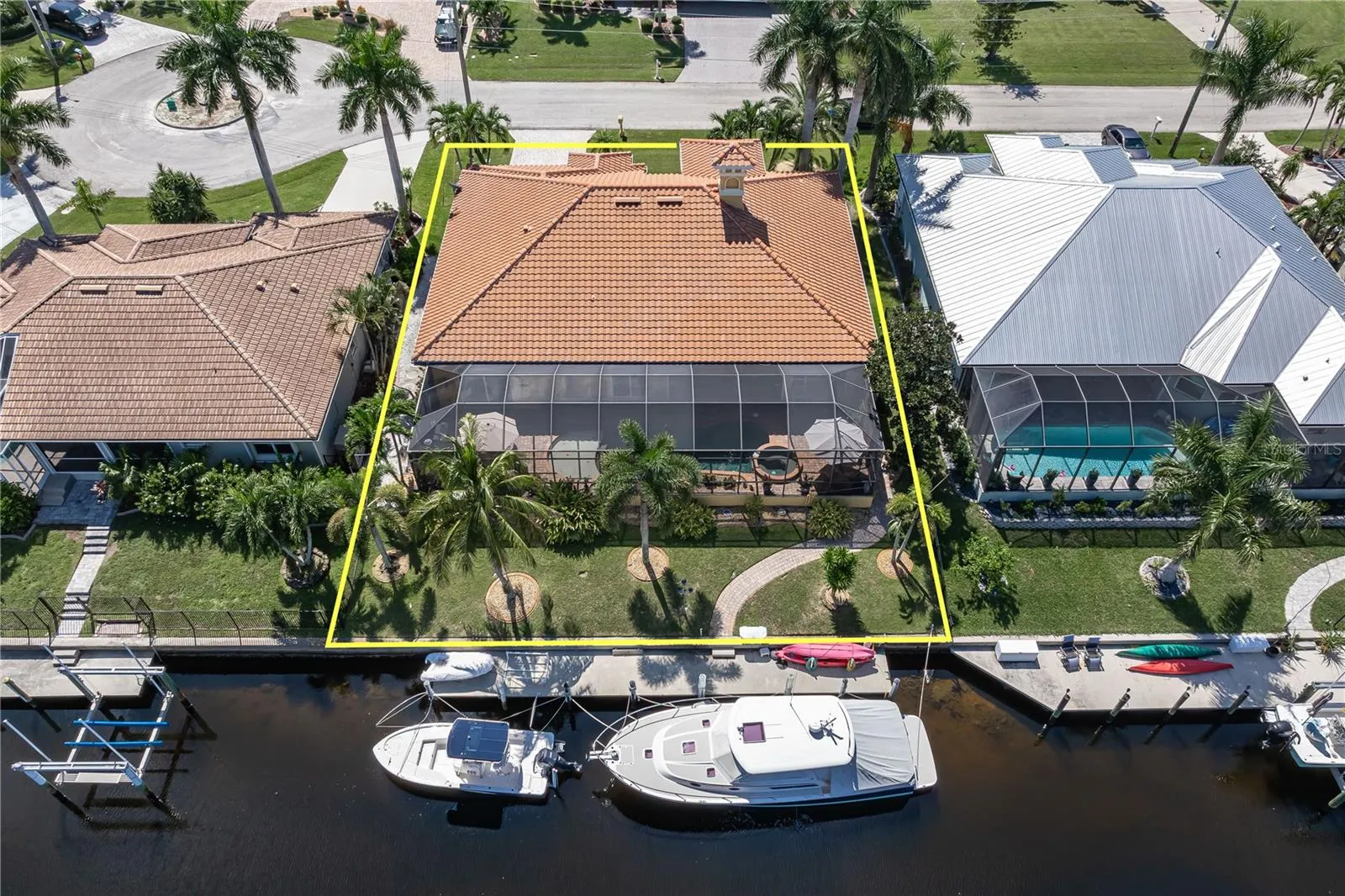 Aerial view of the back of the home