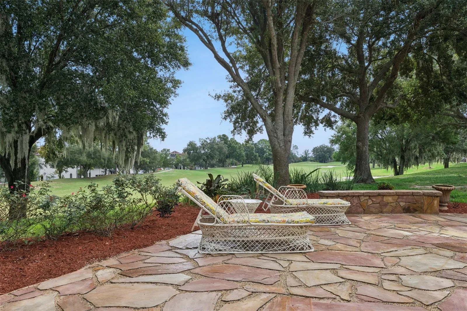 Open Stone Patio Overlooking Golf Course