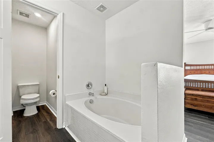 Primary has separate shower and soaking tub