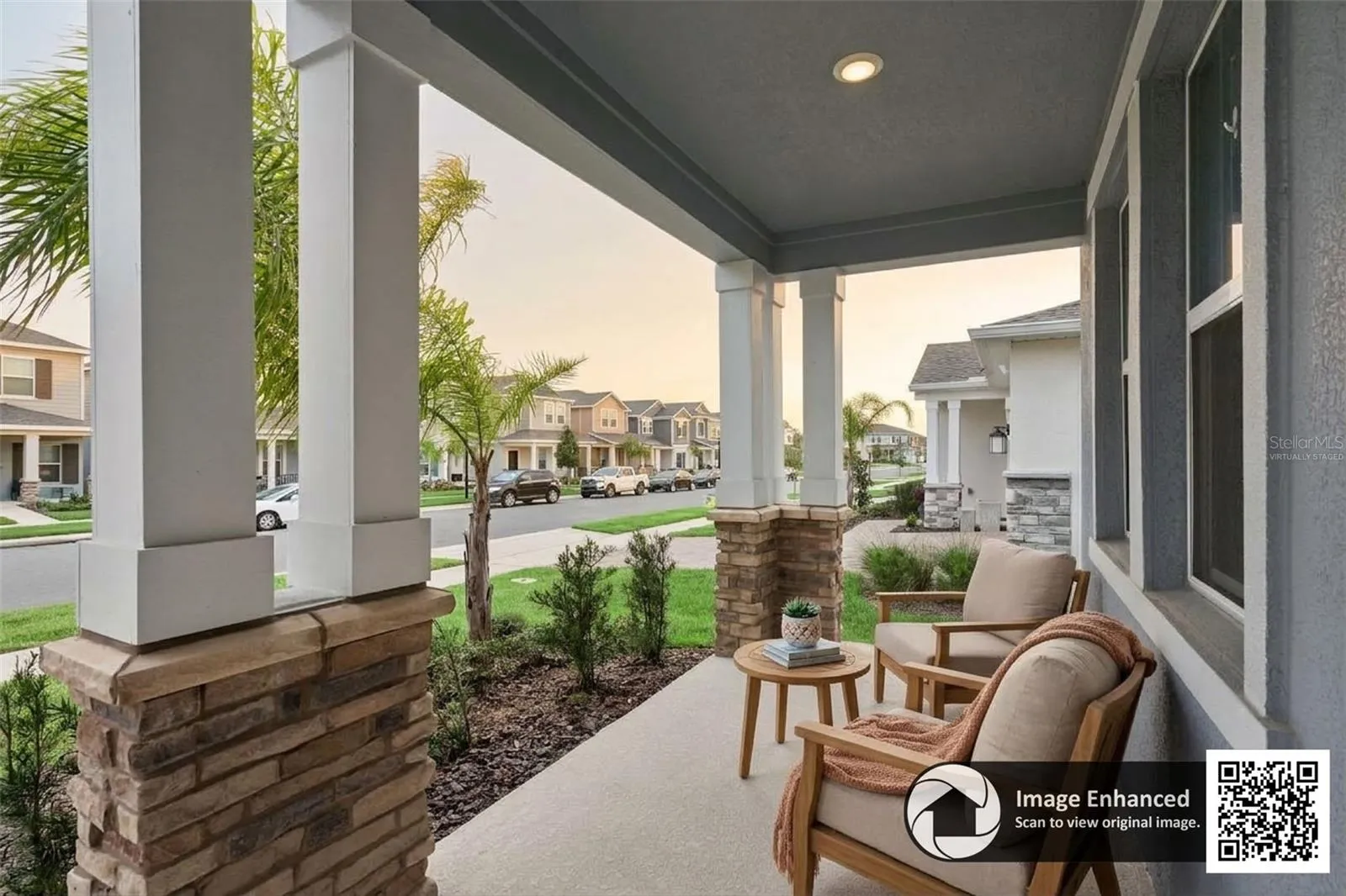 Virtually staged front porch