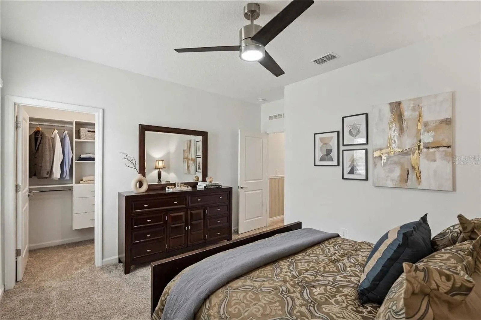 Virtually staged upstairs bedroom