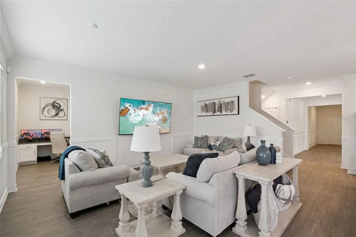 Work from home in your tech room next to the family room