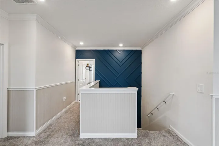 Upstairs view of accent wall