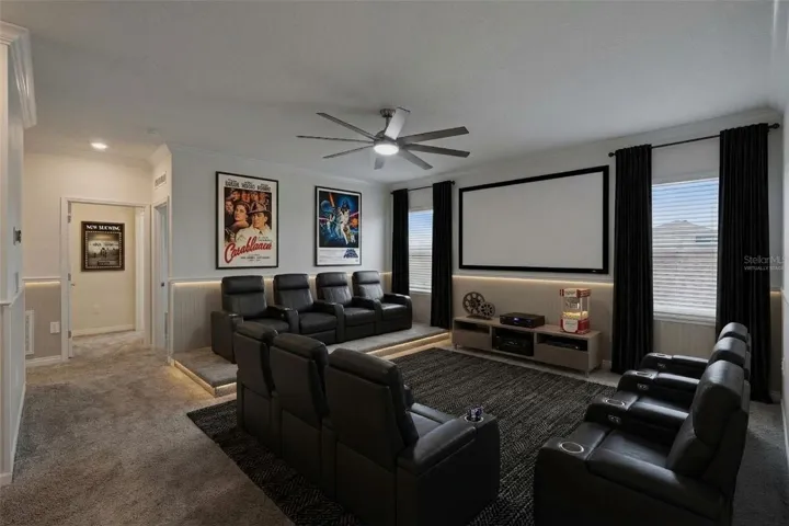 Virtually staged media/game/theater room