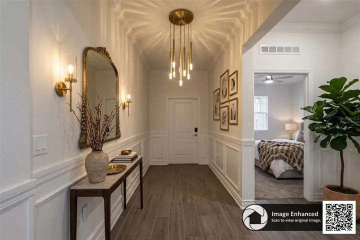 Virtually staged long foyer