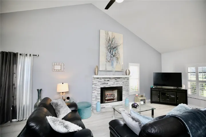 living space including new fireplace hearth