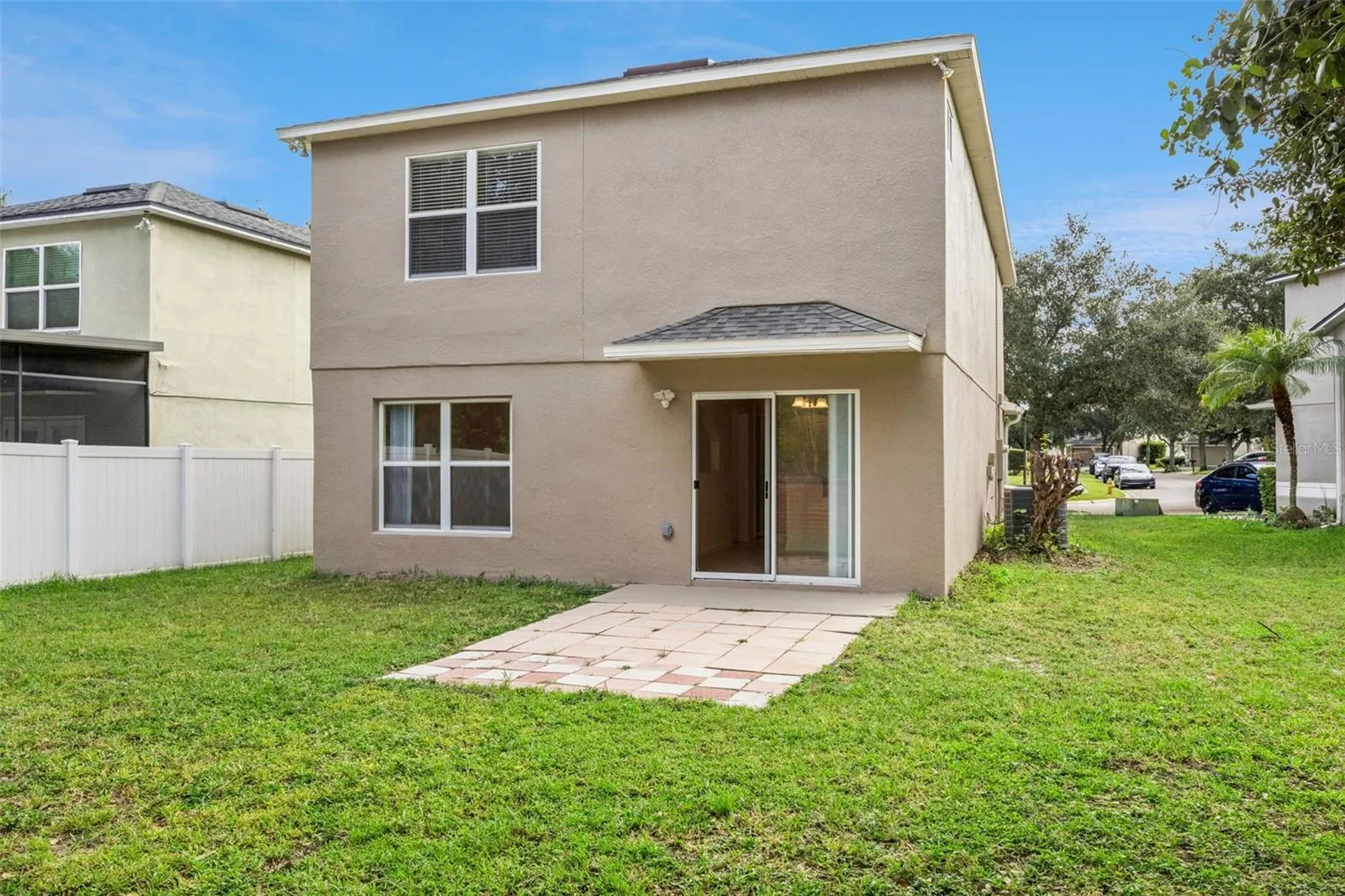 Rear patio and backyard
